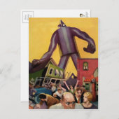 Vintager Riesenrobot-Angriff Postkarte (Vorne/Hinten)