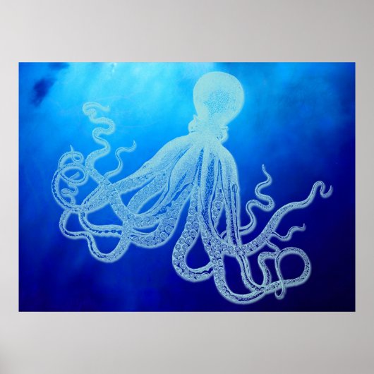 Vintager Riesentopus im Tiefen des Blauen Ozeans Poster (Vorne)