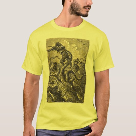 Vintager riesiger Tintenfisch-Seemonster-T - Shirt (Vorderseite)