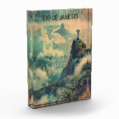 Vintager Rio de Janeiro Reise Jesus Statue Fotoblock (Links)