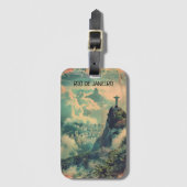 Vintager Rio de Janeiro Reise Jesus Statue Gepäckanhänger (Vorderseite Vertikal)