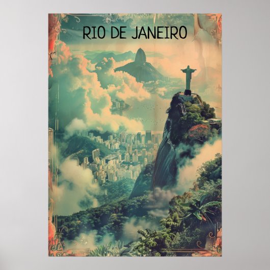 Vintager Rio de Janeiro Reise Jesus Statue Poster (Vorne)