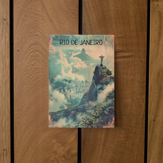 Vintager Rio de Janeiro Reise Jesus Statue Postkarte