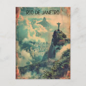 Vintager Rio de Janeiro Reise Jesus Statue Postkarte (Vorderseite)