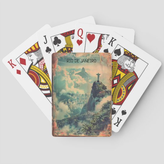 Vintager Rio de Janeiro Reise Jesus Statue Spielkarten (Rückseite)