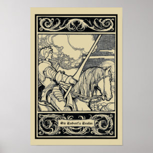 Vintager Ritter auf Pferd von W.H. Robinson Poster