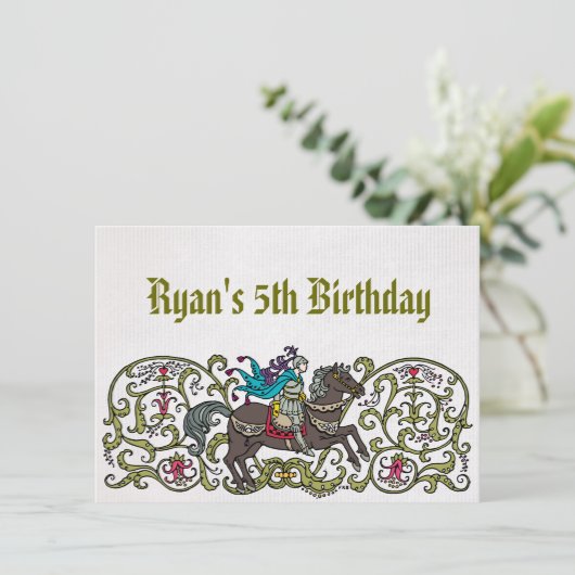 Vintager Ritter Einladung (Stehend Vorderseite)