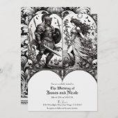 Vintager Ritter & schöne Maidenhochzeit Einladung (Vorne/Hinten)