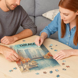 Vintager Riverwalk im Herbstpuzzle Puzzle