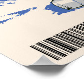 Vintager Robot 1 blau Poster (Ecke)