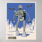 Vintager Robot 3 blau Poster (Vorne)