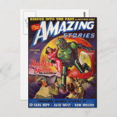 Vintager Roboter-Held Postkarte (Vorne/Hinten)