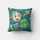 Vintager Roboter in der Weltraumwissenschaft Neugi Kissen (Vorderseite)