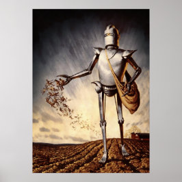 Vintager Roboter Landwirtschaftliche Menschen Poster