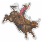 Vintager Rodeo-Cowboy Aufkleber (Vorderseite)