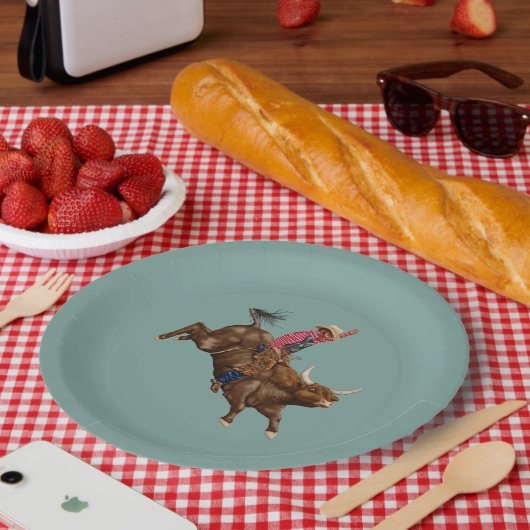 Vintager Rodeo-Cowboy Pappteller (Picknick)