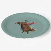Vintager Rodeo-Cowboy Pappteller (Schrägansicht)