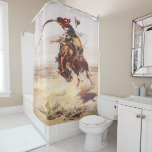 Vintager Rodeo-Cowboybronc-Reiter-Duschvorhang Duschvorhang