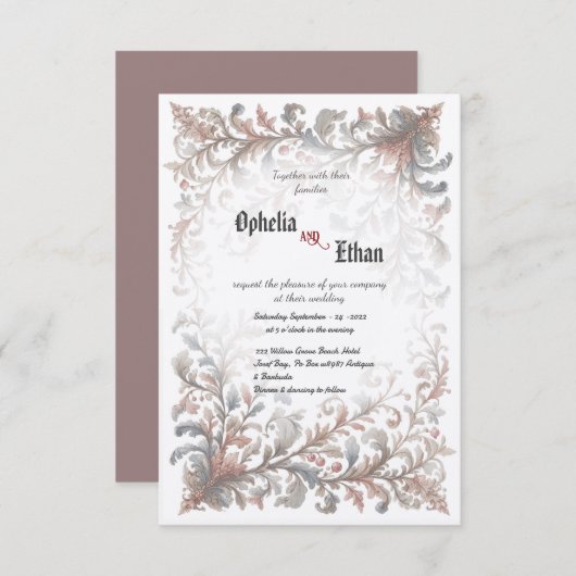 Vintager Rokoko Floral Einladung (Vorne/Hinten)