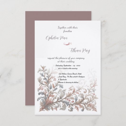 Vintager Rokoko Floral Einladung (Vorne/Hinten)