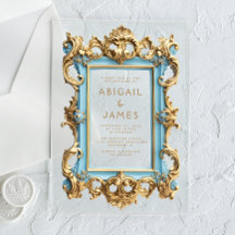 Vintager Rokoko Frame Baby Blue Gold Wedding