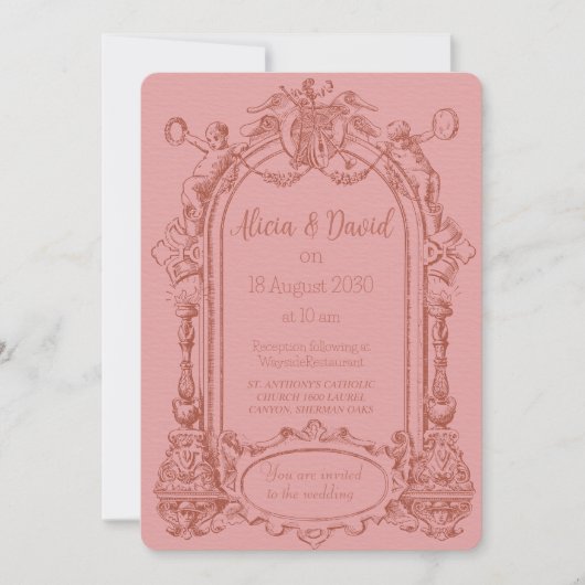 Vintager Rokoko Hochzeitseinladungen Einladung (Vorderseite)