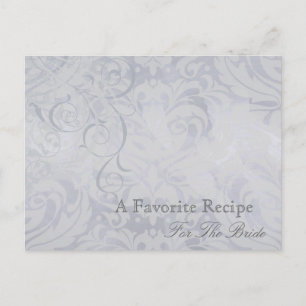 Vintager Rokoko Silver Brautparty Rezept Card Postkarte