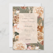Vintager romantischer Champagner Beige & Sage Flor Einladung (Vorderseite)