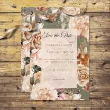 Vintager romantischer Champagner Beige & Sage Flor