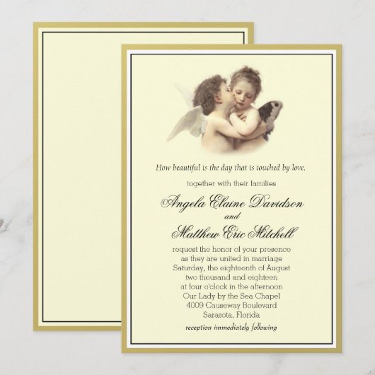 Vintager romantischer First Kiss Einladung (Vorne/Hinten)