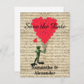 Vintager romantischer Frosch Save the Date Ankündigungspostkarte (Vorne/Hinten)