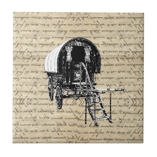 Vintager Romany-Sinti und Romalastwagen Fliese (Vorderseite)