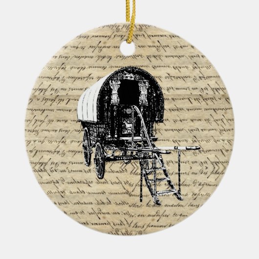 Vintager Romany-Sinti und Romalastwagen Keramik Ornament (Vorne)