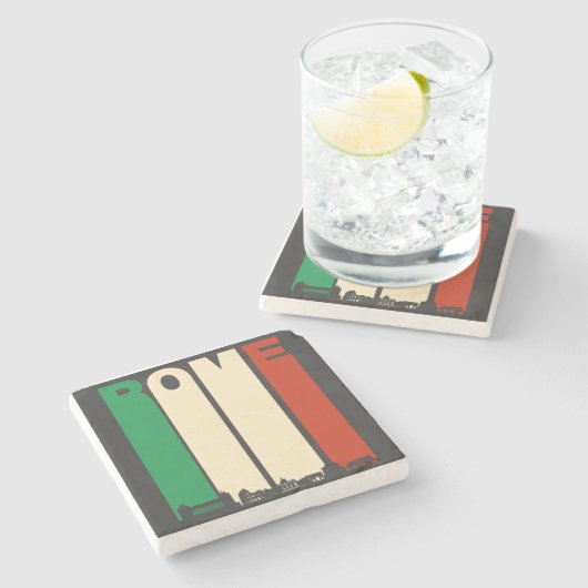 Vintager RomCityscape Steinuntersetzer (Seitenansicht)