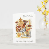 Vintager Rooster Geburtstag Karte (Gelbe Blume)