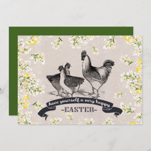Vintager Rooster & Hens Easter Brunch Einladung
