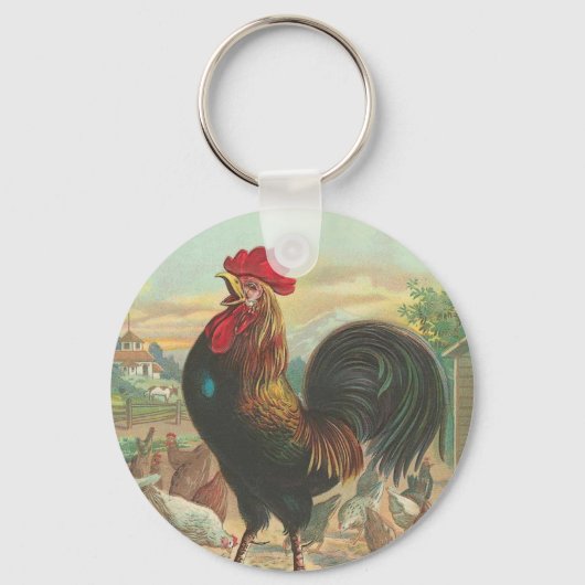 Vintager Rooster-Schlüsselanhänger Schlüsselanhänger (Vorderseite)