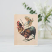 Vintager Roosterritt Postkarte (Stehend Vorderseite)
