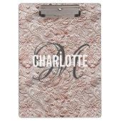 Vintager Rosa-bedruckter Ledermonogrammname Klemmbrett (Vorderseite)
