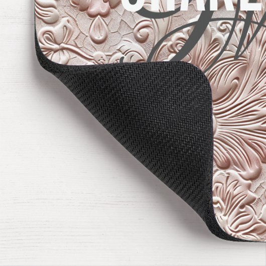 Vintager Rosa-bedruckter Ledermonogrammname Mousepad (Ecke)