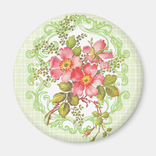 Vintager rosa Blumen-Hütten-Traum Magnet