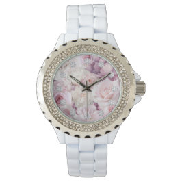 Vintager rosa Botanischer Garten Armbanduhr