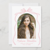 Vintager Rosa Bow Arch Foto Abschluss Ankündigung (Vorderseite)