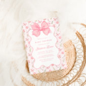 Vintager rosa Bow Elegante Rose Kinderdusche Einladung