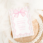 Vintager Rosa Bow Floral Elegante Geburtstag Einladung