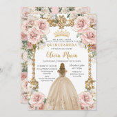 Vintager Rosa Champagner Einladung (Vorne/Hinten)