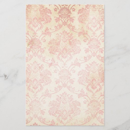 Vintager rosa Damast Briefpapier (Vorderseite)