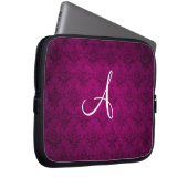 Vintager rosa Damast des Monogramms Laptopschutzhülle (Vorne Rechts)