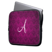 Vintager rosa Damast des Monogramms Laptopschutzhülle (Vorderseite Links)
