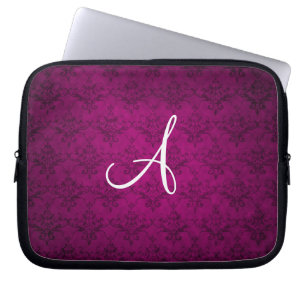 Vintager rosa Damast des Monogramms Laptopschutzhülle